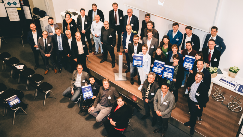 Gruppenfoto der Preisträger zur Eröffnung des BIM-Portals Gruppenfoto der Preisträger zur Eröffnung des BIM-Portals