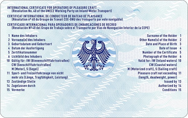 Rückseite Sportbootführerschein Bundesrepublik Deutschland Rückseite Sportbootführerschein Bundesrepublik Deutschland