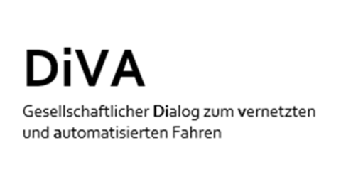 DiVA Gesellschaftlicher Dialog zum vernetzten und automatisierten Fahren. Logo vom Projekt „DiVA“