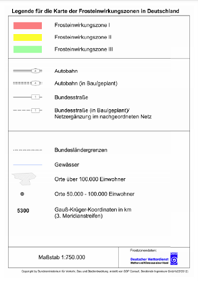 Legende zur Deutschlandkarte mit Frostwirkungszonen Legende zur Deutschlandkarte mit Frostwirkungszonen