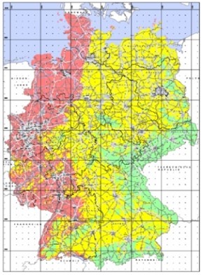 Deutschlandkarte mit Frostwirkungszonen Deutschlandkarte mit Frostwirkungszonen