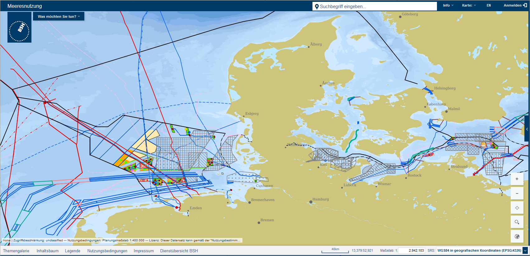 Ausschnitt aus dem GeoSeaPortal Ausschnitt aus dem GeoSeaPortal