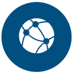 Icon zum Thema "Infrastruktur": Darstellung einer Kugel mit vernetztem Muster Icon zum Thema "Infrastruktur": Darstellung einer Kugel mit vernetztem Muster