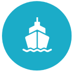 Icon zum Thema "Wasserstraßen und Schifffahrt": Frontalansicht eines Schiffes Icon zum Thema "Wasserstraßen und Schifffahrt": Frontalansicht eines Schiffes