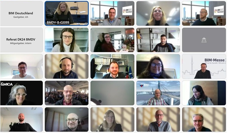 Screenshot der Videokonferenz mit Teilnehmer des DialogforumsBIM Portal Screenshot der Videokonferenz mit Teilnehmer des DialogforumsBIM Portal