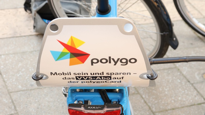 Werbung für polygo auf Fahrrad Werbung für polygo auf Fahrrad